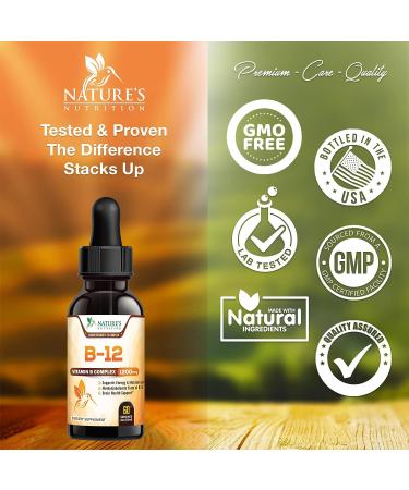 Extra Strength Vitamin B12 Energy Drops 1200mcg - Liquid Methylcobalamin Supplement for Adults - Gluten-Free - 2 Fl Oz - Buy Online on GoSupps.com