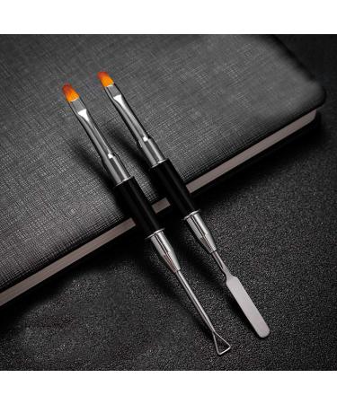Kalolary Dual-Ended Poly Gel Brush Set - 2PC Acrylic UV Gel Nail Brush for Nail Extensions (Black) - Best for Professional & DIY Use - Buy Online on GoSupps.com