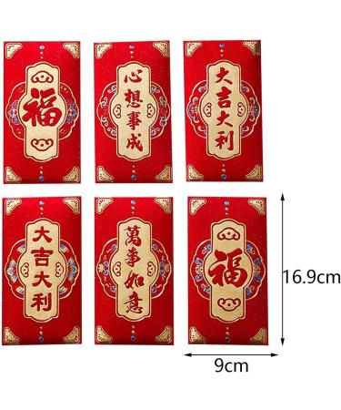 JAYIOLA 6pcs Chinese Lunar New Year Red Envelopes Rectangular Red Package Personalized Red Bag Dragon Year Hong Bao for Graduation Style G - Buy Online on GoSupps.com