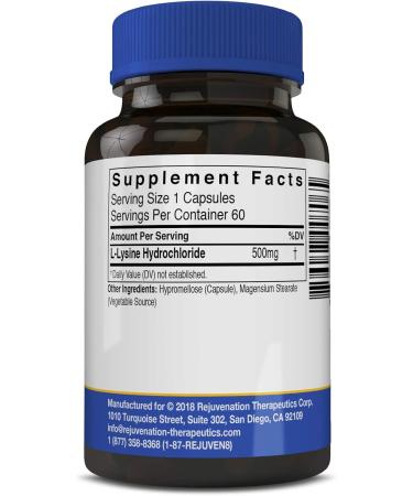 L-Lysine 500mg - Supports Healthy Skin | 60 Vegan Capsules | International Shipping - Buy Online on GoSupps.com