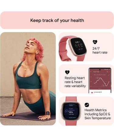 Fitbit Versa 4 Fitness Smartwatch | Daily Readiness | GPS | 24/7 Heart Rate | 40+ Exercise Modes | Sleep Tracking | Pink Sand/Copper Rose | One Size (S & L Bands Included) - Buy Online on GoSupps.com