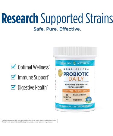 Nordic Naturals Nordic Flora Probiotic - 12 Billion CFU, 60 Capsules - Digestive Health - Buy Online on GoSupps.com