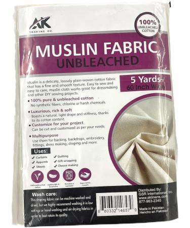AK Trading Co. 60 Wide Natural Muslin Fabric - 100% Cotton, Unbleached | 5 Yards - Buy Online on GoSupps.com