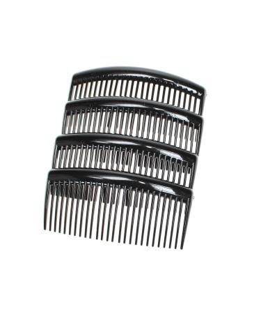 4 Pack of Large 9cm Plain French Side Hair Combs Slides Grips Clips Hair Accessories for Women Girls by Glitz4Girlz (Black) - Buy Online on GoSupps.com