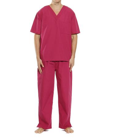 Tropi Mens Unisex Scrub Sets Medical Scrubs (V-Neck) Small Burgundy