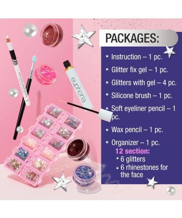Shop Euphoria Makeup Kit - Professional Glitter & Gems Set for Stunning Looks | International Shipping Available - Buy Online on GoSupps.com