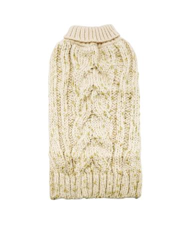 KYEESE Dog Sweaters Turtleneck Dog Pullover Sweater Knitwear with Golden Yarn Warm Pet Sweater for Fall Winter XX-Large Beige