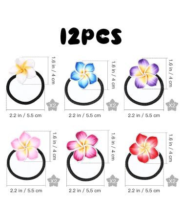 Lurrose 12PCS Plumeria Hair Ties - Soft Ceramic Flower Hair Rope Bands for Girls - Buy Online on GoSupps.com