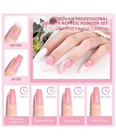 Morovan Acrylic Nail Kit for Beginners - Professional Clear White Pink Acrylic Nail Set for DIY Nail Art Design - Salon Quality Acrylic Nails Supplies - Buy Online on GoSupps.com