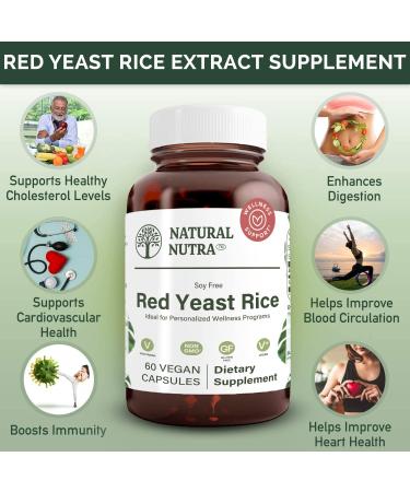 Natural Nutra Red Yeast Rice Extract with Monacolin K 600mg - Cholesterol and Cardiovascular Support - Gluten Free - 60 Capsules - Buy Online on GoSupps.com