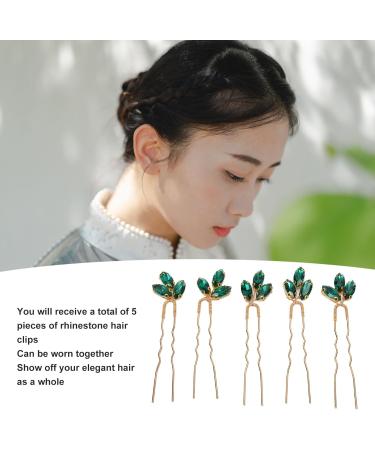 Wedding Hair Pins Green Rhinestone Vintage Bridal Hairpins U Shaped Hair Clips Bride and Bridesmaid Hairstyles Jewelry for Party - Buy Online on GoSupps.com