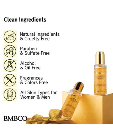 24K Liquid Gold Serum - Anti Aging Wrinkle Facial Skin Care Collagen Booster with EGF Peptides & Niacinamide for Brightening & Tightening - Buy Online on GoSupps.com