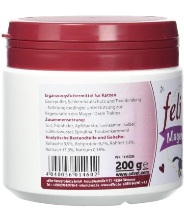 cdVet FeliTATZ Gastric Protection 200 g - Cat - Binds Stomach Acid - Regulation of Acid Base House - Protection of Mucous Membranes - Gastric and Intestinal Mucous Membranes - Buy Online on GoSupps.com
