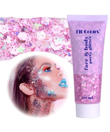 Body glitter gel Festival Glitzer Face 50ml glitter Liquid gel body glitter festival accessories glitter for make -up cosmetic festival party DIY nails lips (dark pink))