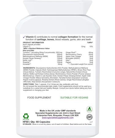 Specialist Supplements Happy-Flex 60 Capsules - Joint Health Support - Buy Online on GoSupps.com