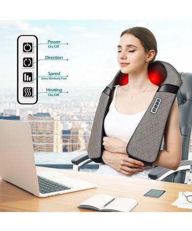 Shiatsu Neck Back Massager with Heat - Electric Pillow for Pain Relief & Relaxation at Home & Office - Buy Online on GoSupps.com