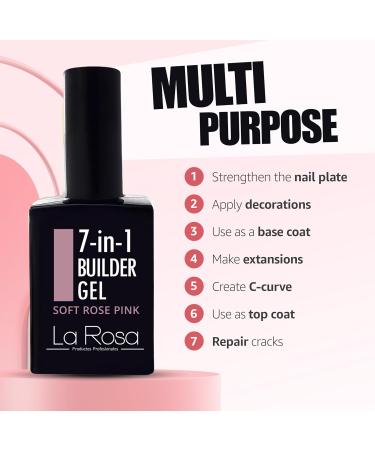  La Rosa LaRosa 7 in 1 BUILDER GEL in a Bottle Fortifying Gel 15ml for Nail Extension Long Lasting Base/Top Coat Soft Pink - Buy Online on GoSupps.com