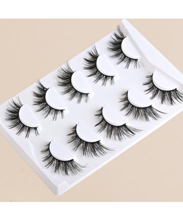 Natural Wispy Mink Lashes | 5 Pairs Fluffy Cat Eye Fake Eyelashes - Short Cluster Look (10-15mm - Buy Online on GoSupps.com