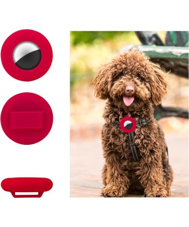 TOYMIS 2 Pcs Pet Collar Holder Compatible with AirTag 9.5 mm Silicone Protective Case for Airtags for Pets Bags Elderly Children (Orange Red) Orange / Red - Buy Online on GoSupps.com