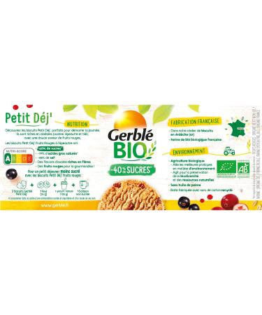 Gerbl BIO Red Fruit Breakfast Biscuit - Reduced in Sugars - High in Fiber - 1 Box 132 g (3 Bags of 3 Biscuits) - Buy Online on GoSupps.com