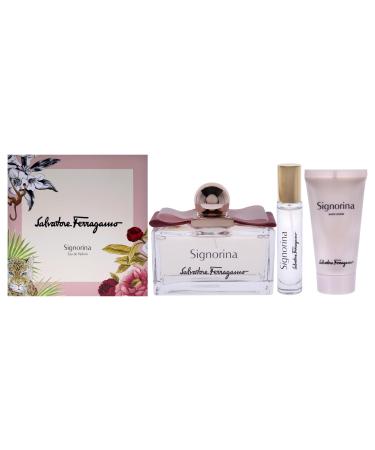 Salvatore Ferragamo Signorina 3.4oz EDP Spray 1.7oz Body Lotion 0.5oz EDP Spray Women 3 Pc Gift Set