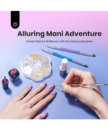 Beetles Professional 3-Piece Nail Brush Set | 2-in-1 Nail Art Liner & Gel Design Pen | Black Oval Brushes for Manicure | Ideal for DIY Nail Art Enthusiasts - Buy Online on GoSupps.com