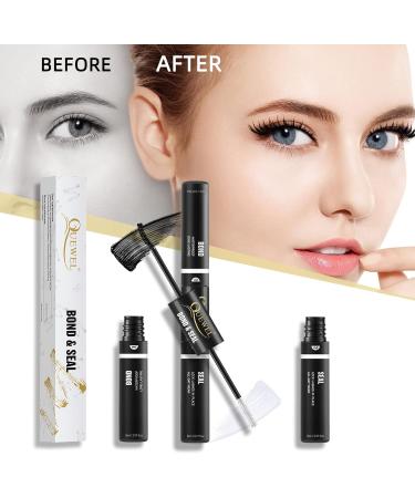 QUEWEL Cluster Lashes Glue | DIY Eyelash Extensions Adhesive & Sealant | Waterproof Black Eyelash Glue for Individual Lashes | Super Strong Hold 5ml+5ml - Buy Online on GoSupps.com