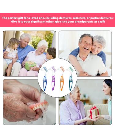 TYVOM 4PCS Denture Brush Set - Dual Head Premium Hygiene Toothbrushes for Cleaning Retainers and False Teeth - Buy Online on GoSupps.com