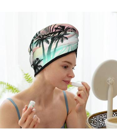 Buy Tropical Summer Palm Microfiber Hair Towel - Super Absorbent Coral Velvet Quick Dry Wrap for Long Curly & Thick Hair - Ideal for Women - Buy Online on GoSupps.com