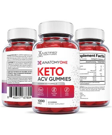Justified Laboratories 3 Pack Anatomy One Keto ACV Gummies 1000MG with Pomegranate Juice Beet Root B12 - Vegan Non GMO - 180 Gummys, 60 Count - Buy Online on GoSupps.com