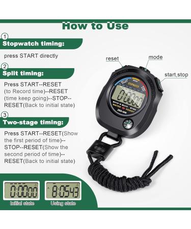 Flutesan 24 Pack Stopwatch Timers for Coaches & Referees - Large LCD Screen with Time Calendar Clock - Buy Online on GoSupps.com
