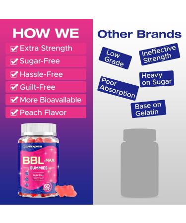 Booty Gummies for Women - BBL Gummies with Multivitamins and Herbal Extracts - Peach Flavor - 60 Count 60 Count (Pack of 1) - Buy Online on GoSupps.com