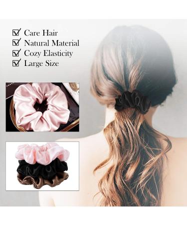 SOBONNY 100% Mulberry Silk Scrunchies for Women - 3 Pack Hair Ties for Sleep and Style - Brown, Black, Pink - No Damage Elastic Accessories - Buy Online on GoSupps.com