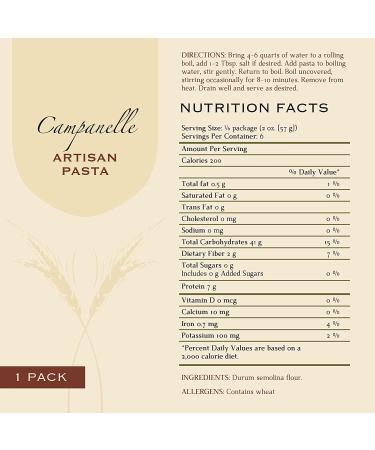 Pasta Campanelle - Artisan Bronze Cut Pasta 12 oz - 1 Pack - Buy Online on GoSupps.com
