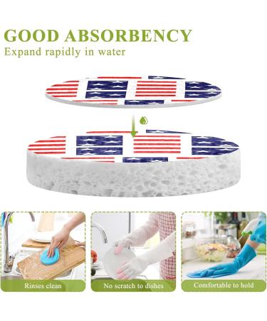 3-Pack Cleaning Kitchen Sponges Oval Flag Stripes Kitchen Cellulose Dishwashing Wood Pulp Cotton - Buy Online on GoSupps.com
