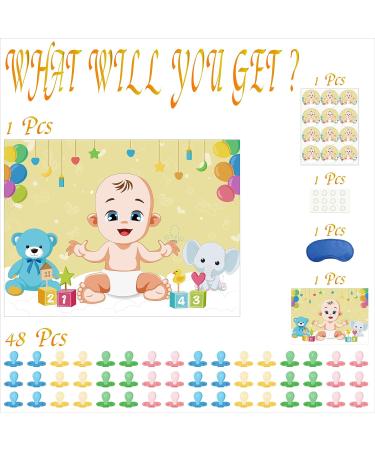 Morcheiong Pin the Pacifier Baby Game - 48 Pacifiers for Baby Shower Party Favors & Decorations - Fun Entertainment for New Parents - Buy Online on GoSupps.com