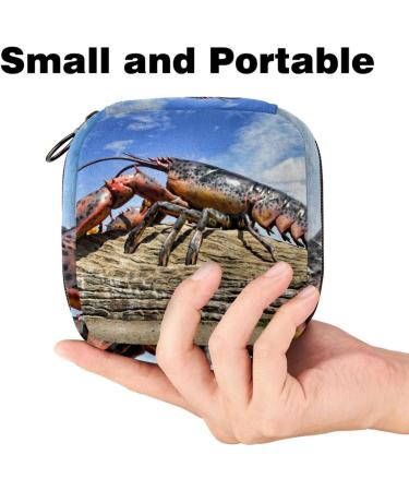 Menstrual Pad Bag with Zipper | Ladies Napkin Pouch & Tampons Collection Bag for Women & Girls - Funny Lobster Design - Buy Online on GoSupps.com