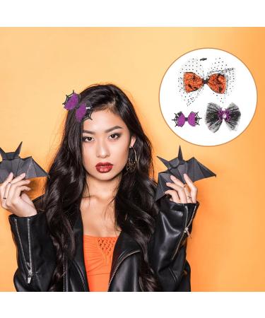 3pcs Bow Clips Halloween Bow Hair Clips Mesh Veil Barrettes Festival Hair Accessories - Buy Online on GoSupps.com