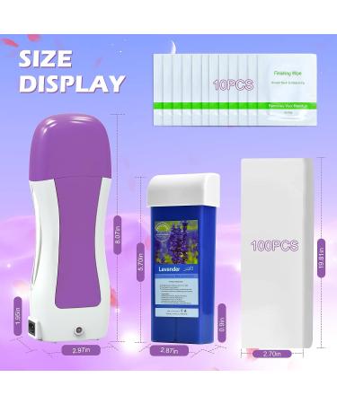 Seopri Roll on Wax Kit â€“ Hair Removal Waxing Kit with Lavender Cartridges & 100 Strips for Sensitive Skin - Buy Online on GoSupps.com