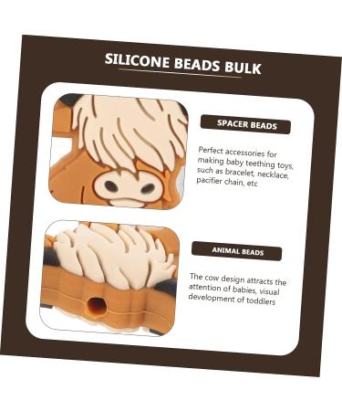 SEWACC 10pcs Highland Animal Silicone Teether Beads - Cute Baby Teething Toys (Light Brown, 2.8x2.7cm) - Buy Online on GoSupps.com