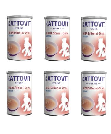 Kattovit Rein/renal Drink Duck | Pack of 6 | 6 x 135 ML | Complementary food for adult cats | Meat pieces with duck | to support renal function