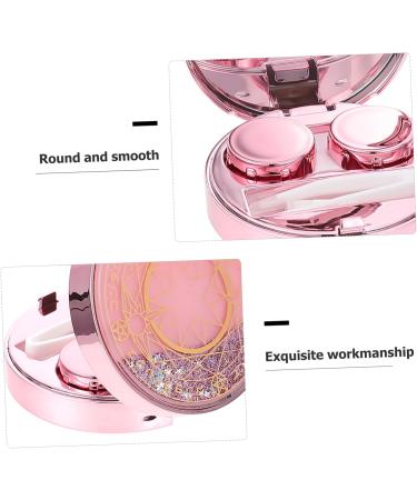Solustrie Starry Sky Glasses Case | Travel Contact Lenses Organizer | Portable Eye Lens Holder & Mirror - Pink - Buy Online on GoSupps.com