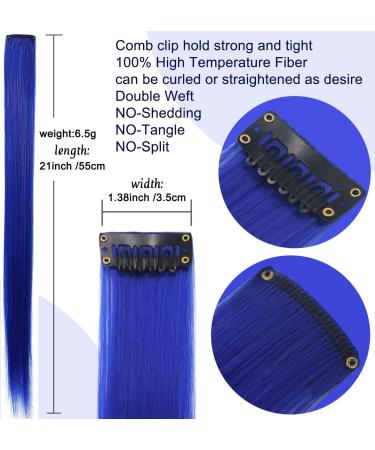 Rhyme 9PCS 21\\ Colored Clip in Blue Hair Extensions for Women - Party Highlights - Buy Online on GoSupps.com