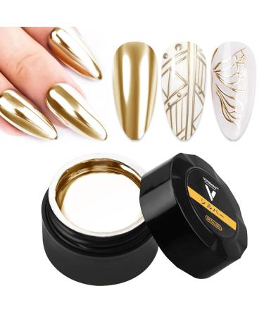 Gold Metallic Painting Gel Mirror Painted Gel Polish 3D Metal Painting Gel Drawing Mirror Chrome Gel Polish Glossy Soak Off DIY Nail Art Manicure