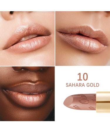 Oulac Metallic Brown & Nude Lipstick Set - 2PCS Vegan Lightweight Hydrating Formula with High Impact Lip Color for Full Coverage Lip Makeup 08+10 2pcs Brown+nude - Buy Online on GoSupps.com