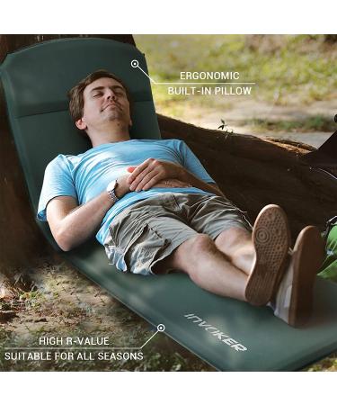 INVOKER 3 Memory Foam Camping Sleeping Pad with Pillow - Fast Inflating for Backpacking, Traveling, Hiking - Lightweight & Ultra Thick - Green - Buy Online on GoSupps.com