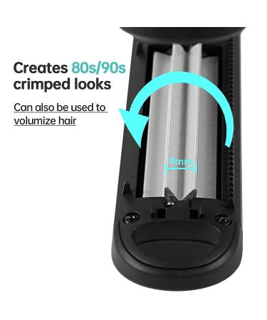 Charites Automatic Hair Crimper Iron for Women - Ceramic Coated Rippled Barrels for Texture and Volume (Black) - Buy Online on GoSupps.com