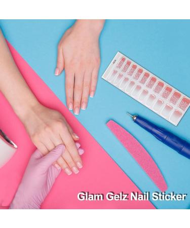 Yapetnck Gel Nail Strips Gloss Nail Sticker with Nail Lamps | Glitter Gel Nail Polish Strips with Lamp Light Semi-Cured Gel Nail Suitable for Women N029 - Buy Online on GoSupps.com