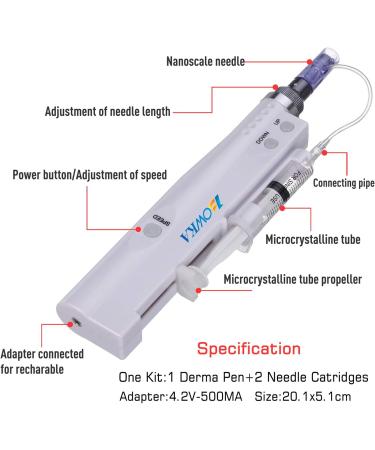 BOWKA Electric Derma Pen Microneedling Pen Wireless Rechargeable with 2 Sets of Accessories Adjustable from 0.25 mm to 2.0 mm (CC-DMR-PEN) - Buy Online on GoSupps.com